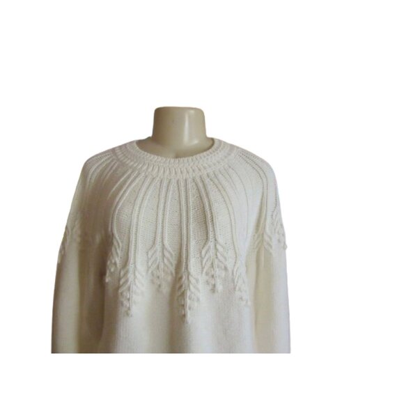 New w Tags, Talbots Ivory Chucky Cotton Blend Pullover Sweater SZ Large - Picture 3 of 7